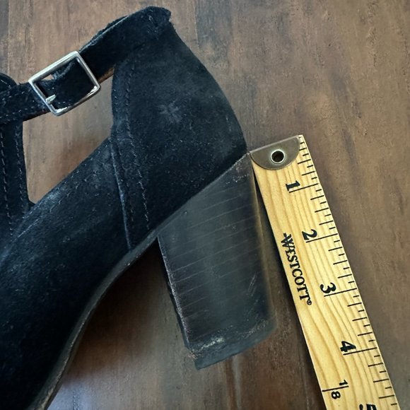 FRYE Meghan Suede Bootie Black Cutout Ankle Boots Buckle - Picture 11 of 11
